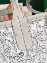 ANJOU MINI BAG 20 IN WHITE CALFSKIN AND GOYARDINE CANVAS